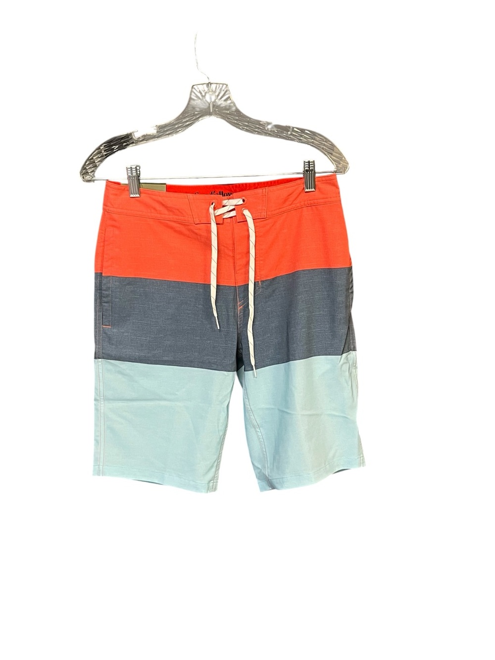 Goodfellow Board Shorts Men 28 Coral Gray Blue Colorblock Surf Swim NWT